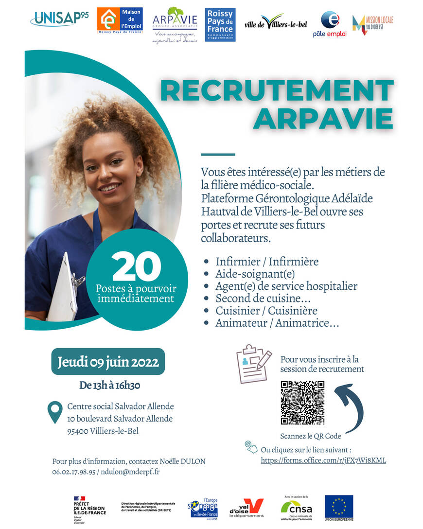 Recrutement pour l'EHPAD Adélaïde Hautval Ville de VilliersleBel Recrutement pour l'EHPAD Adélaïde Hautval Ville de VilliersleBel