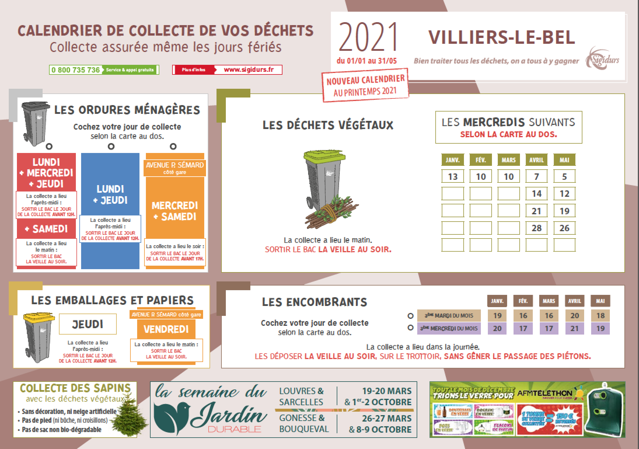 Pratique : Le calendrier 2021 de la collecte des déchets et encombrants